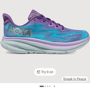 Hoka Clifton 9 - Vibrant Purple and Teal Sneakers